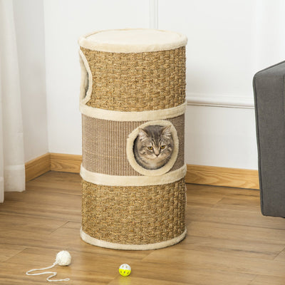 Cat Scratch Barrel, Sisal & Seaweed Rope, Climbing Tower Pawhut