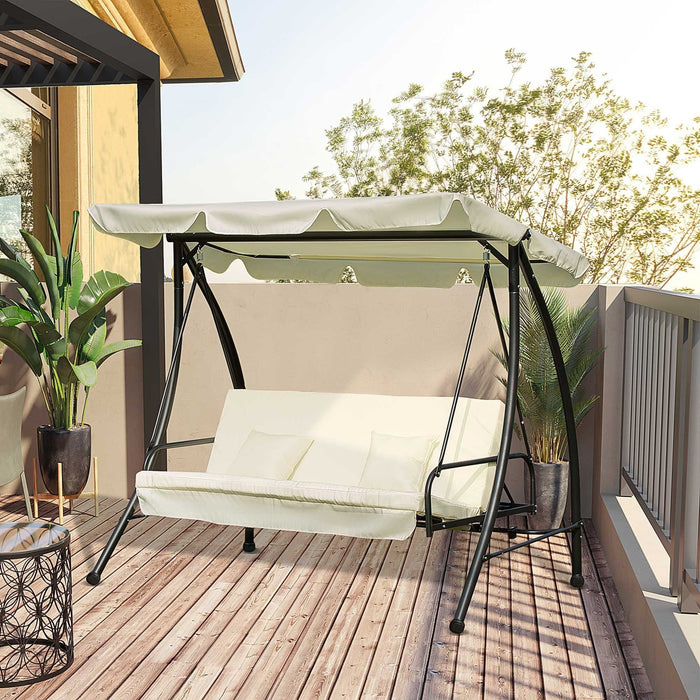 3 Seater Swinging Chair, 2-in-1 Hammock Bed with Canopy