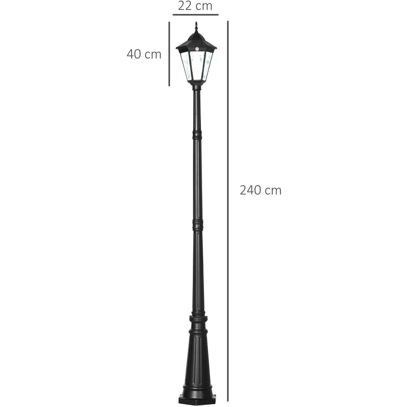 LED Solar Garden Lamp Post with PIR Sensor - 2.4 m