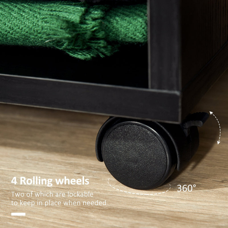 Rolling Open Wardrobe With Cube Storage, Black