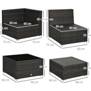 8pc Brown Rattan Corner Sofa Set with Table & Cushions Outsunny