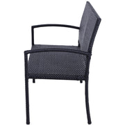 Outsunny Rattan Chair 2-Seater Loveseat-Black Outsunny