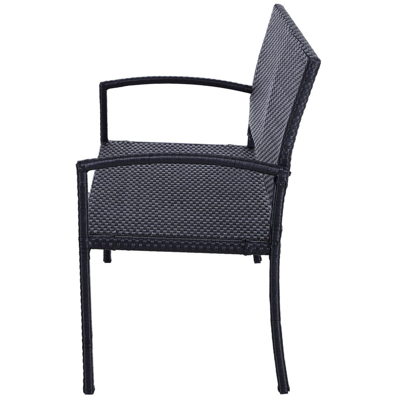 Outsunny Rattan Chair 2-Seater Loveseat-Black Outsunny