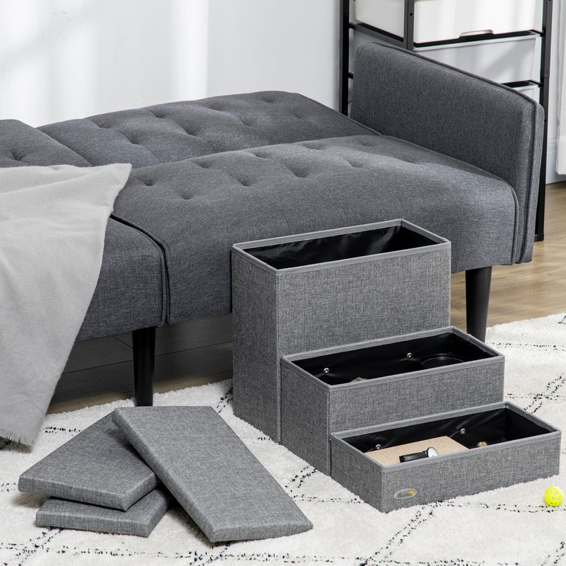 Pet Steps With Storage, 3 Steps, Grey