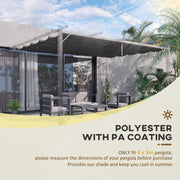 Outsunny Retractable Pergola Shade Cover, Replacement Canopy for 4 x 3 (m) Pergola, Retractable Roof, Dark Grey Outsunny