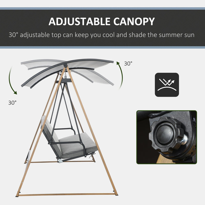 3 Seater Garden Swing Chair with Canopy - Grey