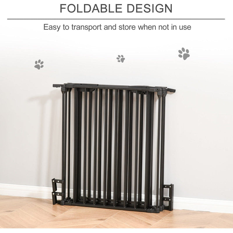 Pet Gate With Door, Pet Playpen, L300 x H74.5 cm, Black
