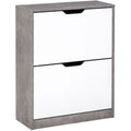 2 Tier Shoe Cabinet with Drawer, Holds 8 Pairs Homcom