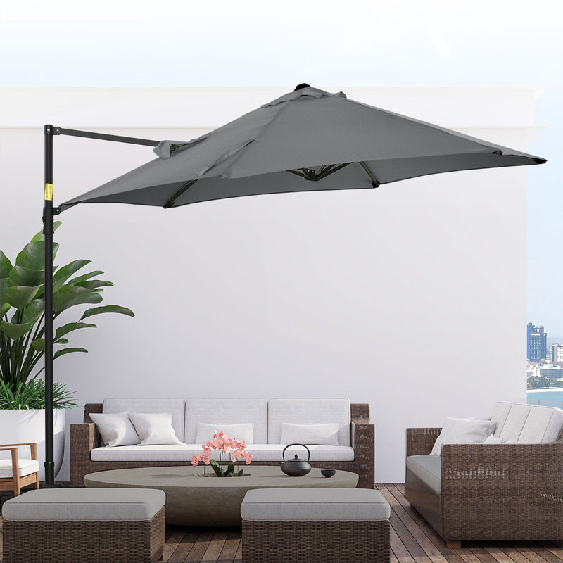 2.5M Cantilever Garden Parasol with 360° Rotation, Grey
