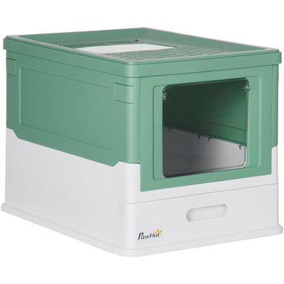 Green Hooded Cat Litter Box (47.5x35.5x36.7cm) Pawhut