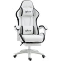 Black & White PU Gaming Chair with Footrest Vinsetto