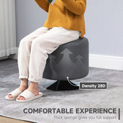 HOMCOM 360° Swivel Foot Stool Round PU Ottoman with Thick Sponge Padding and Solid Steel Base, Grey Homcom
