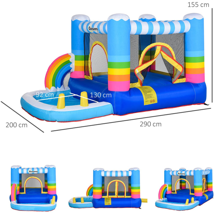 Kids Rainbow Themed Bouncy Castle With Pump, Age 3-8 Years