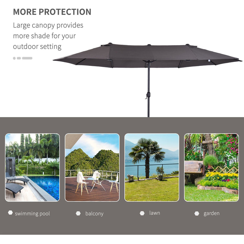 4.6m Double Sided Parasol, No Base, Beige Outsunny
