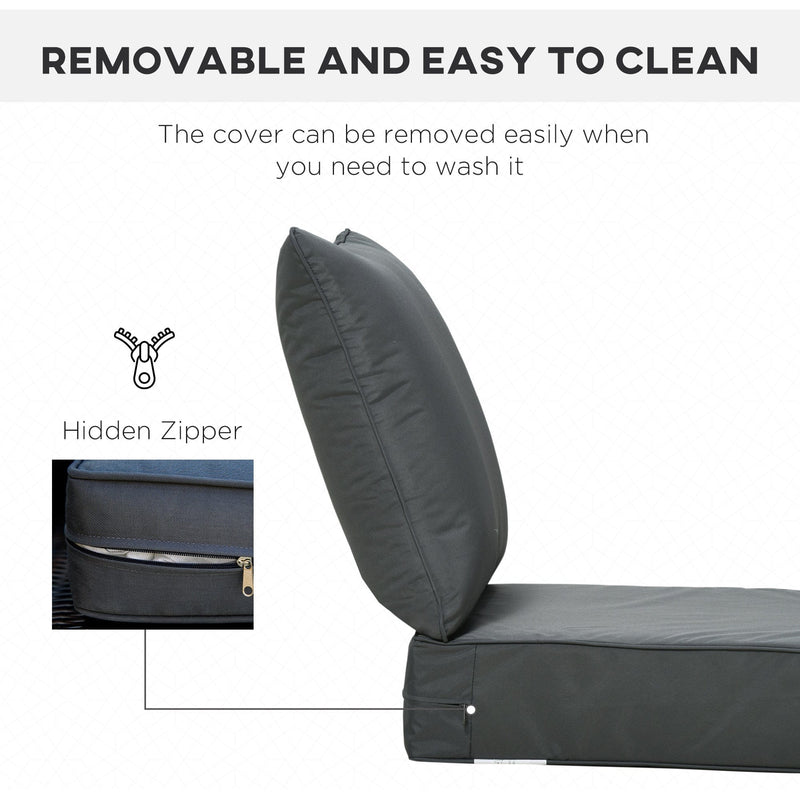 Thick Chair Cushions Outdoor - Charcoal Outsunny
