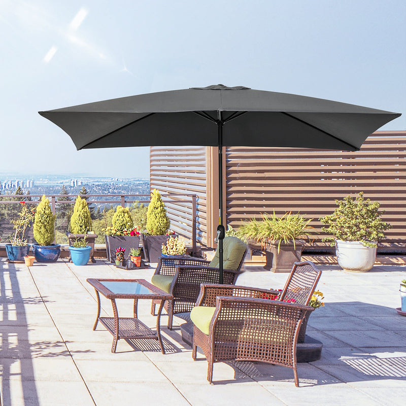 3x2m Stylish Patio Parasol Rectangular - Black Outsunny