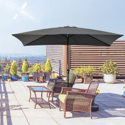 3x2m Stylish Patio Parasol Rectangular - Black Outsunny