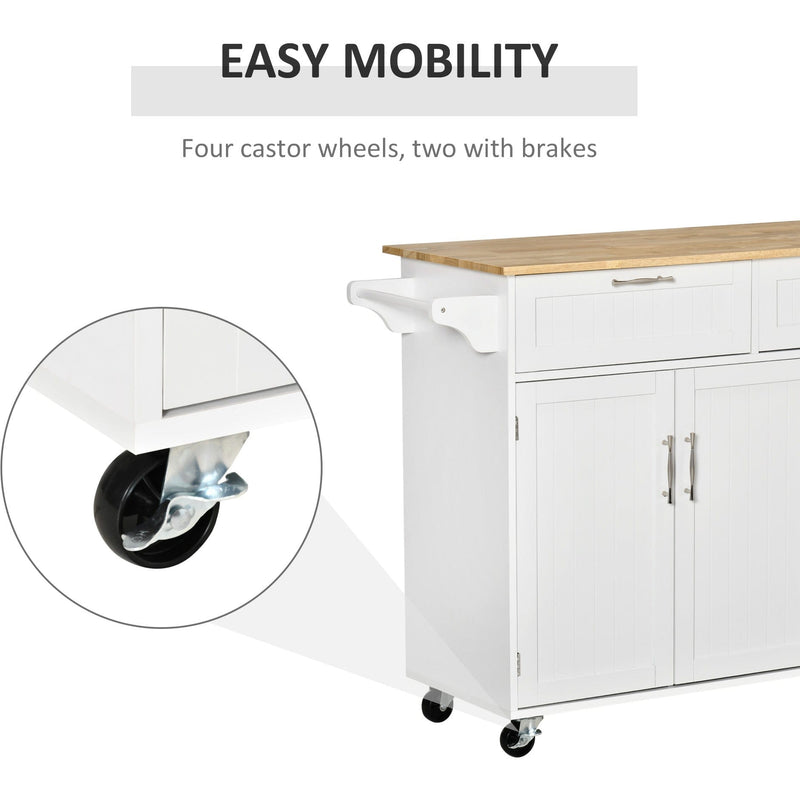White Kitchen Island Cart with Wheels