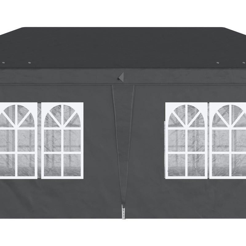 3m x 6m Pop Up Gazebo With Sides, Water & UV-Resistant, Black
