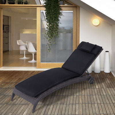 Black Sun Lounger Replacement Cushion Outsunny