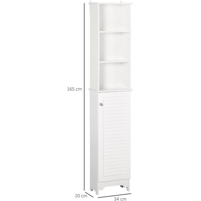 Tall Slim Bathroom Storage Cabinet, 34 x 20 x 165 cm, White