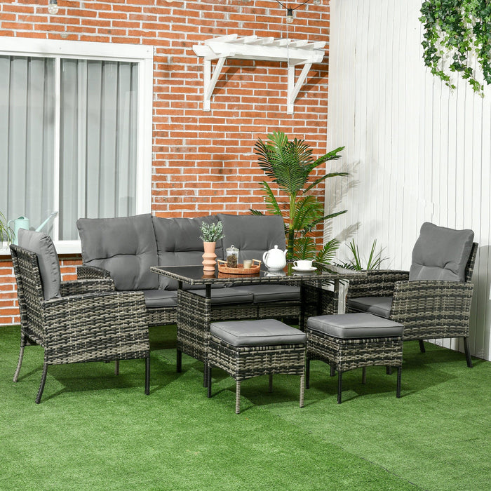 5 Seater Rattan Garden Furniture Set, Grey