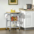 Grey Kitchen Trolley, Rubberwood Worktop, Storage Homcom