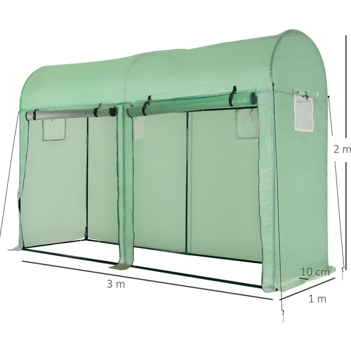 Tomato Greenhouse, Steel Frame, L300xW100xH200cm, Green