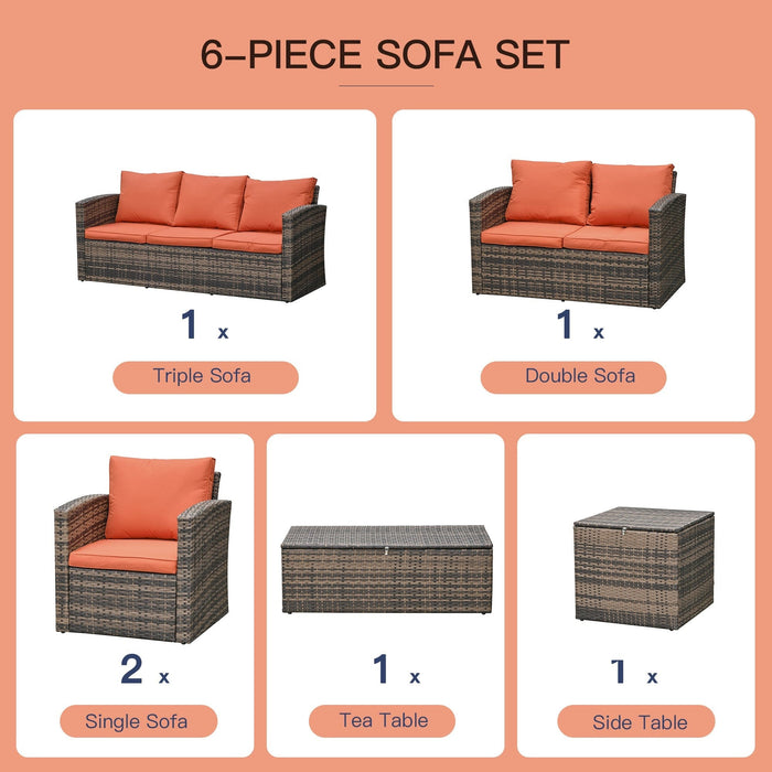 Garden Furniture 7 Seater Rattan Sofa Set with Storage Table
