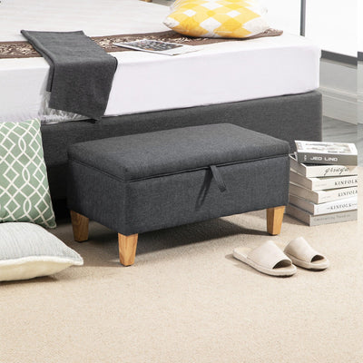 Grey Ottoman Storage Footstool Homcom