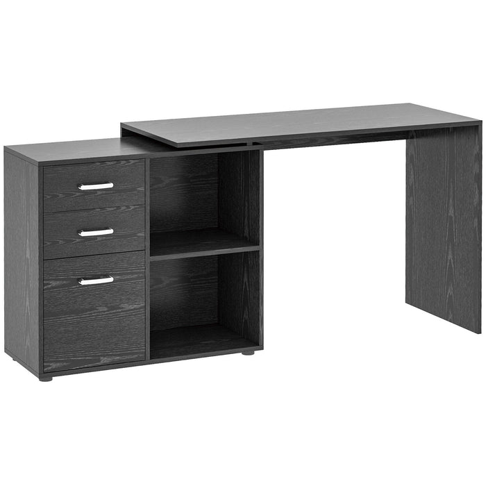 L Shaped Desk with Drawers and Shelf, Spacious Workstation