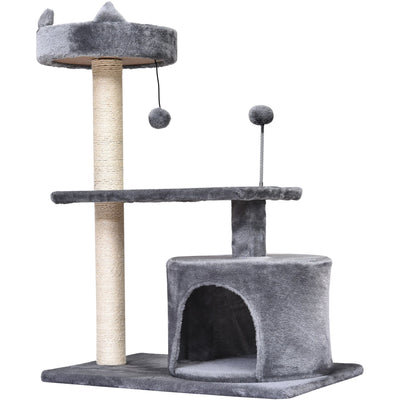 3-Tier Sisal Rope Cat Scratching Post w/ Toys Pawhut