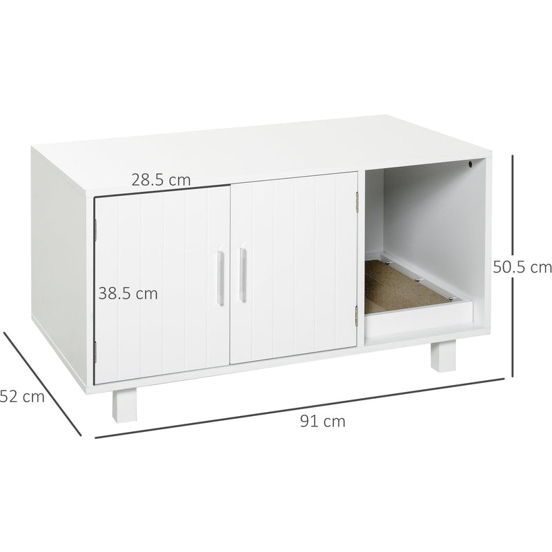 Nightstand Cat Litter Box Enclosure  - White