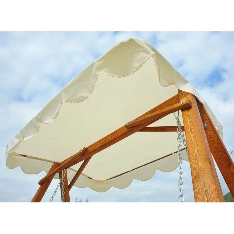 2 Seater Wooden Garden Swing Chair, Cream White Outsunny