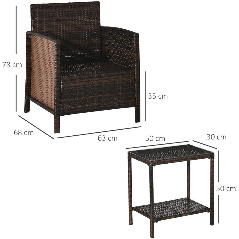 Rattan Garden Bistro Set With Comfy Armchairs