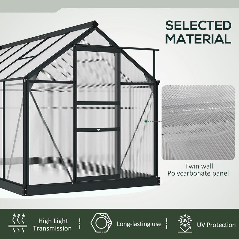 Walk In Greenhouse, Sliding Door, Polycarbonate, 6x10ft