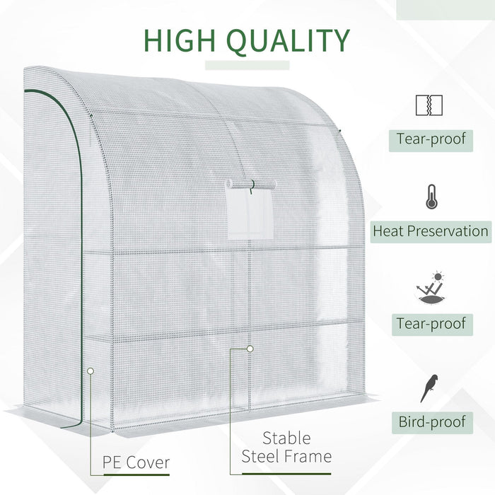 Plastic Lean To Greenhouse - 200x100x215 cm