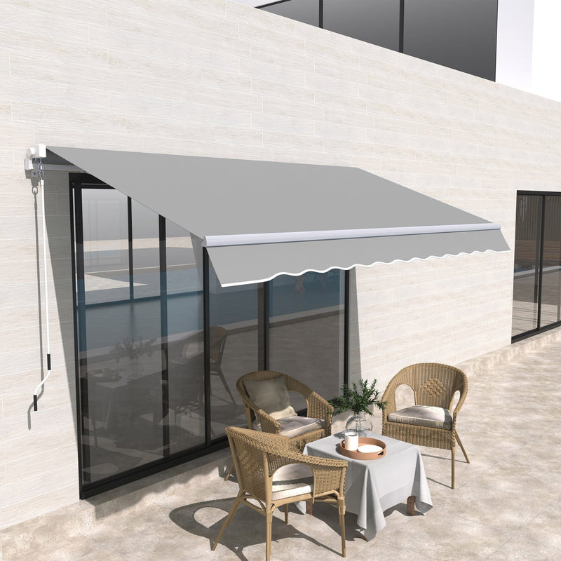 Awning For Patio - Manual Hand Crank 3 x 2m Aluminium Frame