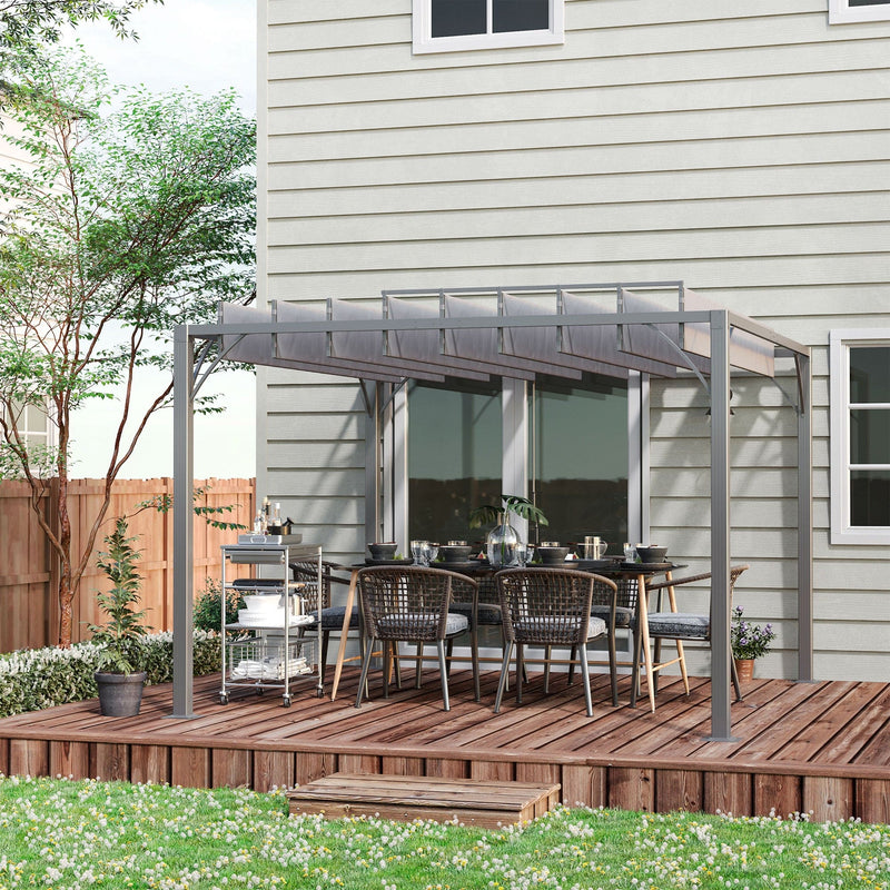 3x3 Metal Pergola With Louvered Roof, Grey Outsunny