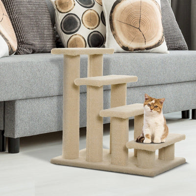Pet Step Climing Frame - Light Brown AOSOM