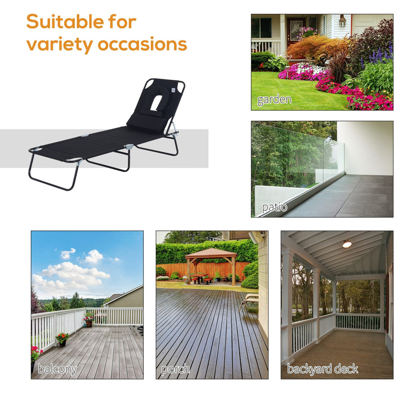 Folding Sun Lounger With Face Hole Outsunny