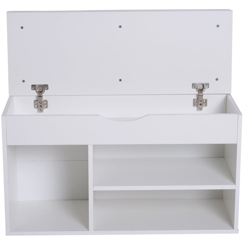 Shoe Bench With Cushion, White/Pink