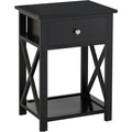 Traditional Accent End Table with X-Bar Shelf, 1 Drawer Homcom