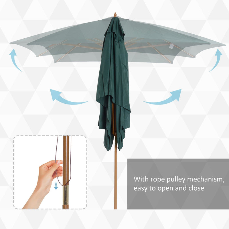 3x2m Large Wooden Patio Parasol
