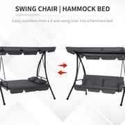 2-in-1 3 Seater Patio Swing Chair Lounger With Cushions Outsunny