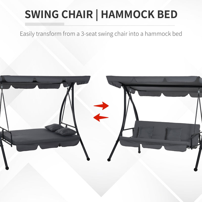 2-in-1 3 Seater Patio Swing Chair Lounger With Cushions Outsunny