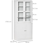 Kitchen Display Cabinet With Glass Doors, White Homcom