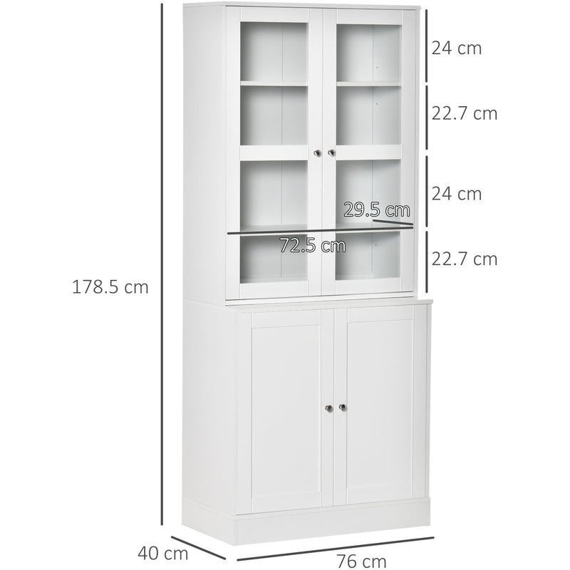 Kitchen Display Cabinet With Glass Doors, White Homcom
