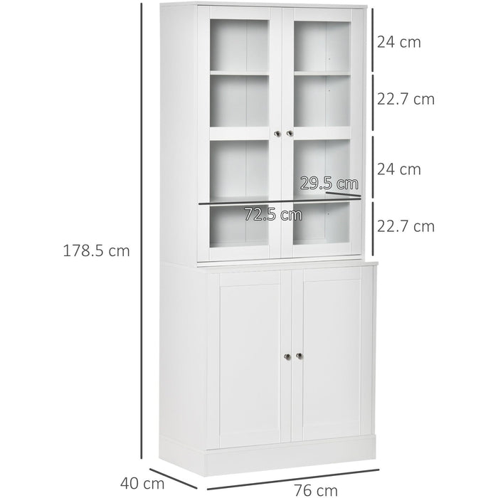 Kitchen Display Cabinet With Glass Doors, White