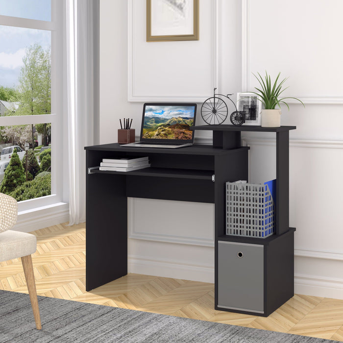 Compact Gaming PC Desk with Keyboard Tray & Drawer Shelf
